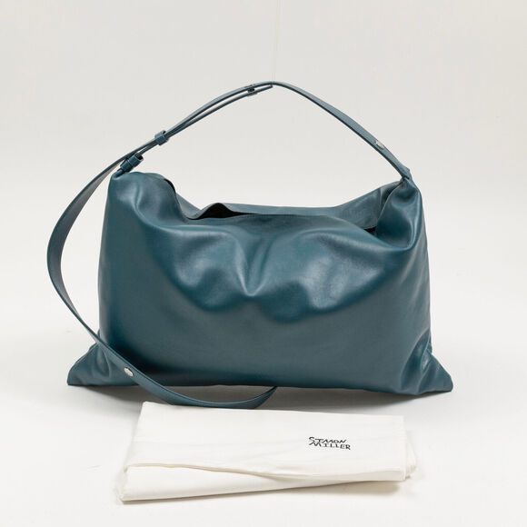 Simon Miller Large Puffin Leather Shoulder Bag Teal Blue 220082